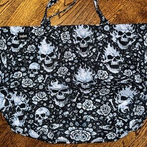 Asylum Black White Skull Print Tote Bag - Brand New